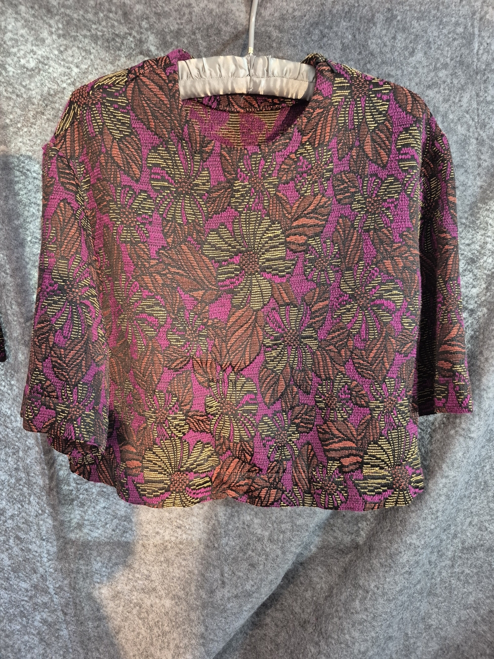 Mango Floral Crop Top in Purple and Brown